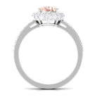 Oval Morganite Halo Engagement Ring with Diamond Morganite - ( AAA ) - Quality - Rosec Jewels