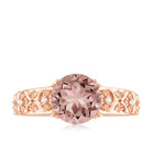 2 CT Morganite Floral Inspired Engagement Ring with Diamond Morganite - ( AAA ) - Quality - Rosec Jewels