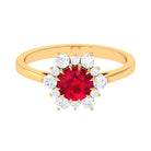 Created Ruby and Diamond Halo Engagement Ring Lab Created Ruby - ( AAAA ) - Quality - Rosec Jewels