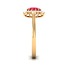 Created Ruby and Diamond Halo Engagement Ring Lab Created Ruby - ( AAAA ) - Quality - Rosec Jewels