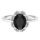 Lab Grown Black Diamond Oval Engagement Ring with Diamond Lab Created Black Diamond - ( AAAA ) - Quality - Rosec Jewels