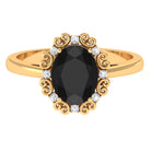 Lab Grown Black Diamond Oval Engagement Ring with Diamond Lab Created Black Diamond - ( AAAA ) - Quality - Rosec Jewels