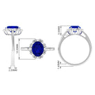 4 CT Vintage Inspired Created Blue Sapphire Engagement Ring with Diamond Lab Created Blue Sapphire - ( AAAA ) - Quality - Rosec Jewels