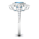 Cushion Cut London Blue Topaz Cocktail Engagement Ring with Diamond Halo London Blue Topaz - ( AAA ) - Quality - Rosec Jewels