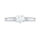 Round Shape Moissanite Solitaire Ring with Beads Moissanite - ( D-VS1 ) - Color and Clarity - Rosec Jewels