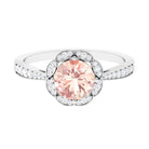 Designer Morganite and Diamond Halo Engagement Ring Morganite - ( AAA ) - Quality - Rosec Jewels