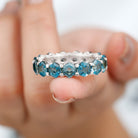 Hexagon Cut London Blue Topaz Eternity Ring London Blue Topaz - ( AAA ) - Quality - Rosec Jewels