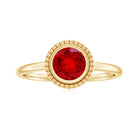 Round Lab-Created Ruby Solitaire Gold Ring in Bezel Setting Lab Created Ruby - ( AAAA ) - Quality - Rosec Jewels