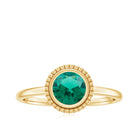 Round Lab-Created Emerald Solitaire Gold Ring in Bezel Setting Lab Created Emerald - ( AAAA ) - Quality - Rosec Jewels