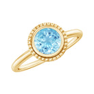 Bezel Set Round Aquamarine Solitaire Promise Ring Aquamarine - ( AAA ) - Quality - Rosec Jewels