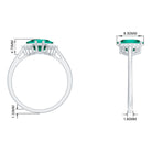 Princess Cut Created Emerald Engagement Ring with Diamond Accent Lab Created Emerald - ( AAAA ) - Quality - Rosec Jewels