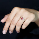 Princess Cut Pink Tourmaline Engagement Ring with Diamond Accent Pink Tourmaline - ( AAA ) - Quality - Rosec Jewels