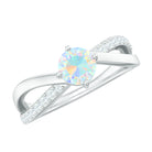 1/2 CT Ethiopian Opal Solitaire and Diamond Infinity Ring Ethiopian Opal - ( AAA ) - Quality - Rosec Jewels