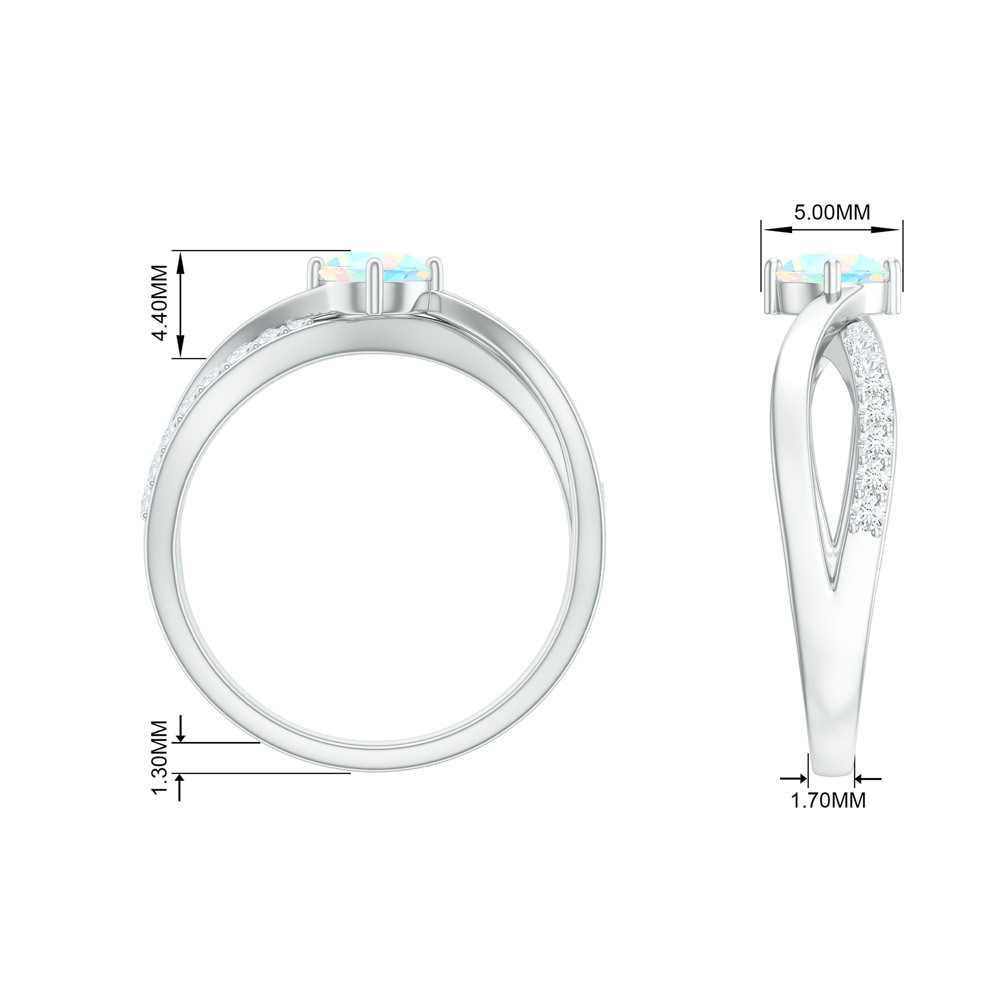 1/2 CT Ethiopian Opal Solitaire and Diamond Infinity Ring Ethiopian Opal - ( AAA ) - Quality - Rosec Jewels