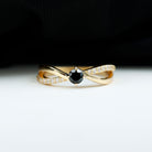 0.50 CT Black Onyx Solitaire and Diamond Infinity Ring Black Onyx - ( AAA ) - Quality - Rosec Jewels