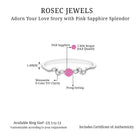 Pink Sapphire and Moissanite Leaf Promise Ring with Beaded Detailing Pink Sapphire - ( AAA ) - Quality - Rosec Jewels