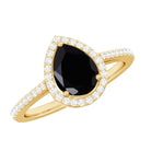 1.25 CT Minimal Black Spinel Engagement Ring with Diamond Accent Black Spinel - ( AAA ) - Quality - Rosec Jewels