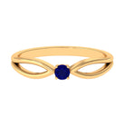 Real Blue Sapphire Minimal Promise Ring with Split Shank Blue Sapphire - ( AAA ) - Quality - Rosec Jewels