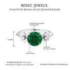 Created Emerald Solitaire Flower Engagement Ring with Diamond Lab Created Emerald - ( AAAA ) - Quality - Rosec Jewels