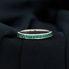 Princess Cut Lab Grown Emerald Half Eternity Ring Lab Created Emerald - ( AAAA ) - Quality - Rosec Jewels