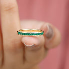 Princess Cut Lab Grown Emerald Half Eternity Ring Lab Created Emerald - ( AAAA ) - Quality - Rosec Jewels