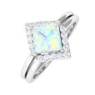 1 CT Minimal Princess Cut Ethiopian Opal and Moissanite Engagement Enhancer Ring Set Ethiopian Opal - ( AAA ) - Quality - Rosec Jewels