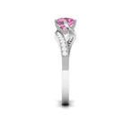 Pink Tourmaline Solitaire Bypass Ring with Diamond Pink Tourmaline - ( AAA ) - Quality - Rosec Jewels