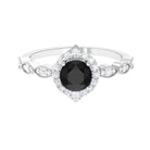 1.75 CT Vintage Black Onyx Engagement Ring with Moissanite Accent Black Onyx - ( AAA ) - Quality - Rosec Jewels