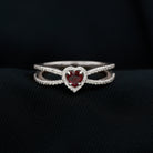 Heart Ruby Split Shank Engagement Ring with Diamond Accent Ruby - ( AAA ) - Quality - Rosec Jewels