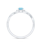 Aquamarine Criss Cross Engagement Ring with Diamond Halo Aquamarine - ( AAA ) - Quality - Rosec Jewels