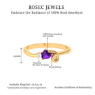 Heart Shape Real Amethyst and Diamond Twisted Promise Ring Amethyst - ( AAA ) - Quality - Rosec Jewels