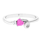 Heart Shape Pink Sapphire and Diamond Twisted Promise Ring Pink Sapphire - ( AAA ) - Quality - Rosec Jewels