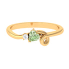 Heart Shape Green Sapphire and Diamond Twisted Promise Ring Green Sapphire - ( AAA ) - Quality - Rosec Jewels