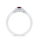 Rhodolite and Diamond Flower Engagement Ring with Split Shank Rhodolite - ( AAA ) - Quality - Rosec Jewels