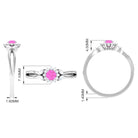 Pink Sapphire and Diamond Flower Engagement Ring with Split Shank Pink Sapphire - ( AAA ) - Quality - Rosec Jewels