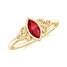 Marquise Cut Created Ruby Solitaire Celtic Knot Ring Lab Created Ruby - ( AAAA ) - Quality - Rosec Jewels