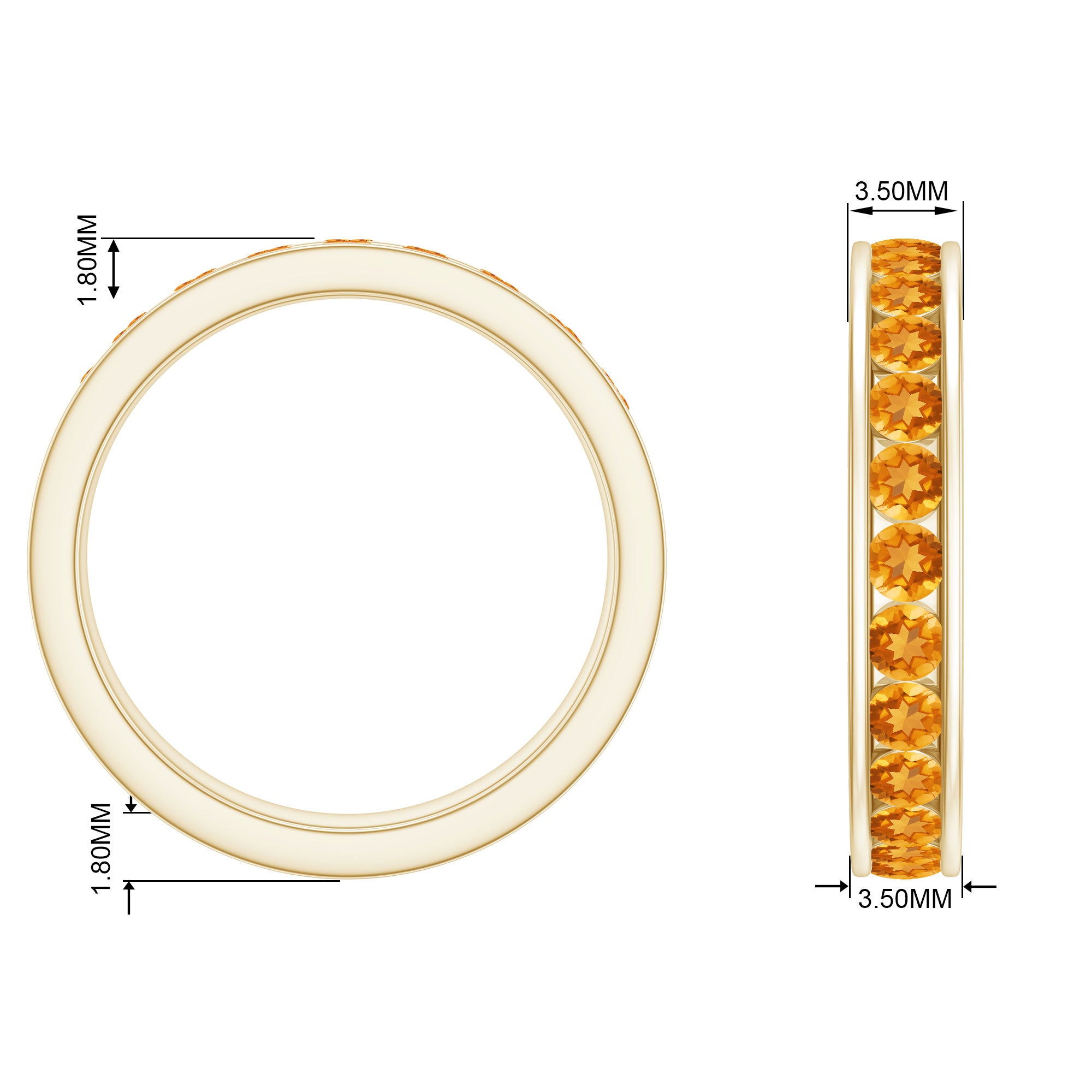 Round Citrine Full Eternity Band Ring in Channel Setting Citrine - ( AAA ) - Quality - Rosec Jewels