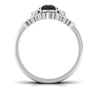 Created Black Diamond Designer Trio Wedding Ring Set with Diamond Lab Created Black Diamond - ( AAAA ) - Quality - Rosec Jewels