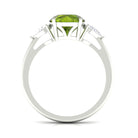 Round Cut Peridot Engagement Ring with Pear Cut Moissanite Side Stones Peridot - ( AAA ) - Quality - Rosec Jewels