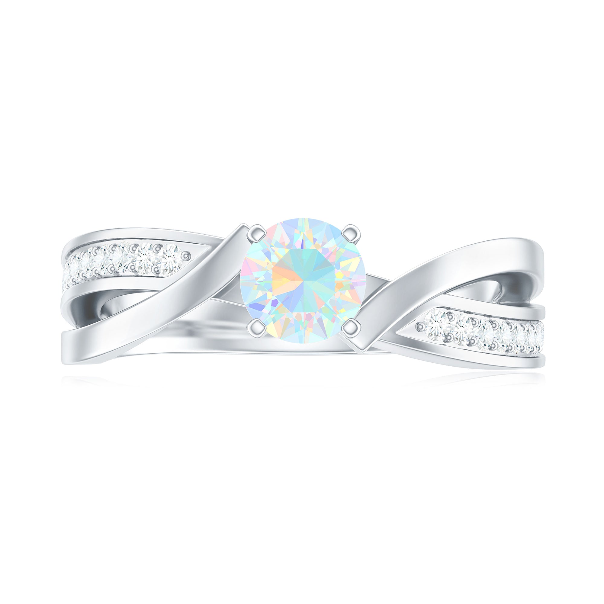 Solitaire Ethiopian Opal and Diamond Engagement Ring Ethiopian Opal - ( AAA ) - Quality - Rosec Jewels
