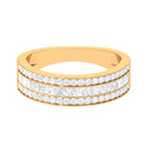 3 Row Certified Moissanite Wide Eternity Band Ring Moissanite - ( D-VS1 ) - Color and Clarity - Rosec Jewels