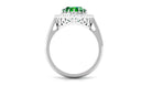 Vintage Style Lab Grown Emerald and Moissanite Halo Engagement Ring Lab Created Emerald - ( AAAA ) - Quality - Rosec Jewels