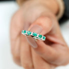 Oval Cut Green Emerald Eternity Band Ring with Diamond Emerald - ( AAA ) - Quality - Rosec Jewels