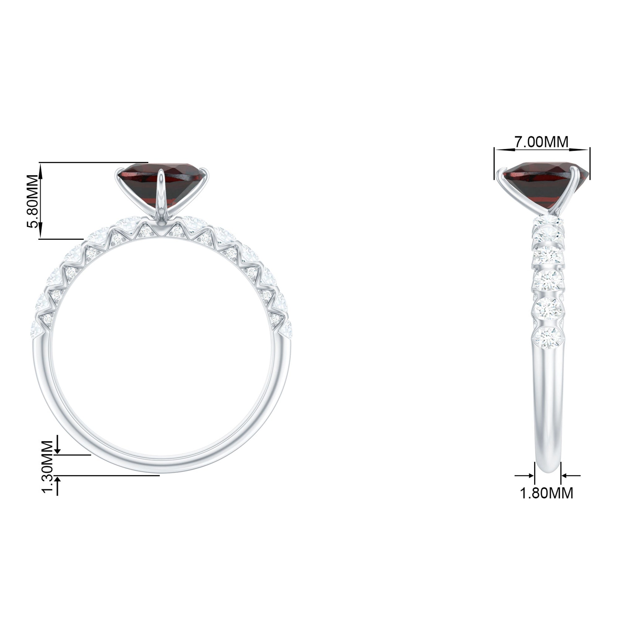 4.75 CT Heart Shape Garnet Engagement Ring with Diamond Garnet - ( AAA ) - Quality - Rosec Jewels