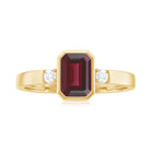 2.25 CT Emerald Cut Rhodolite Solitaire Engagement Ring with Diamond Accent Rhodolite - ( AAA ) - Quality - Rosec Jewels