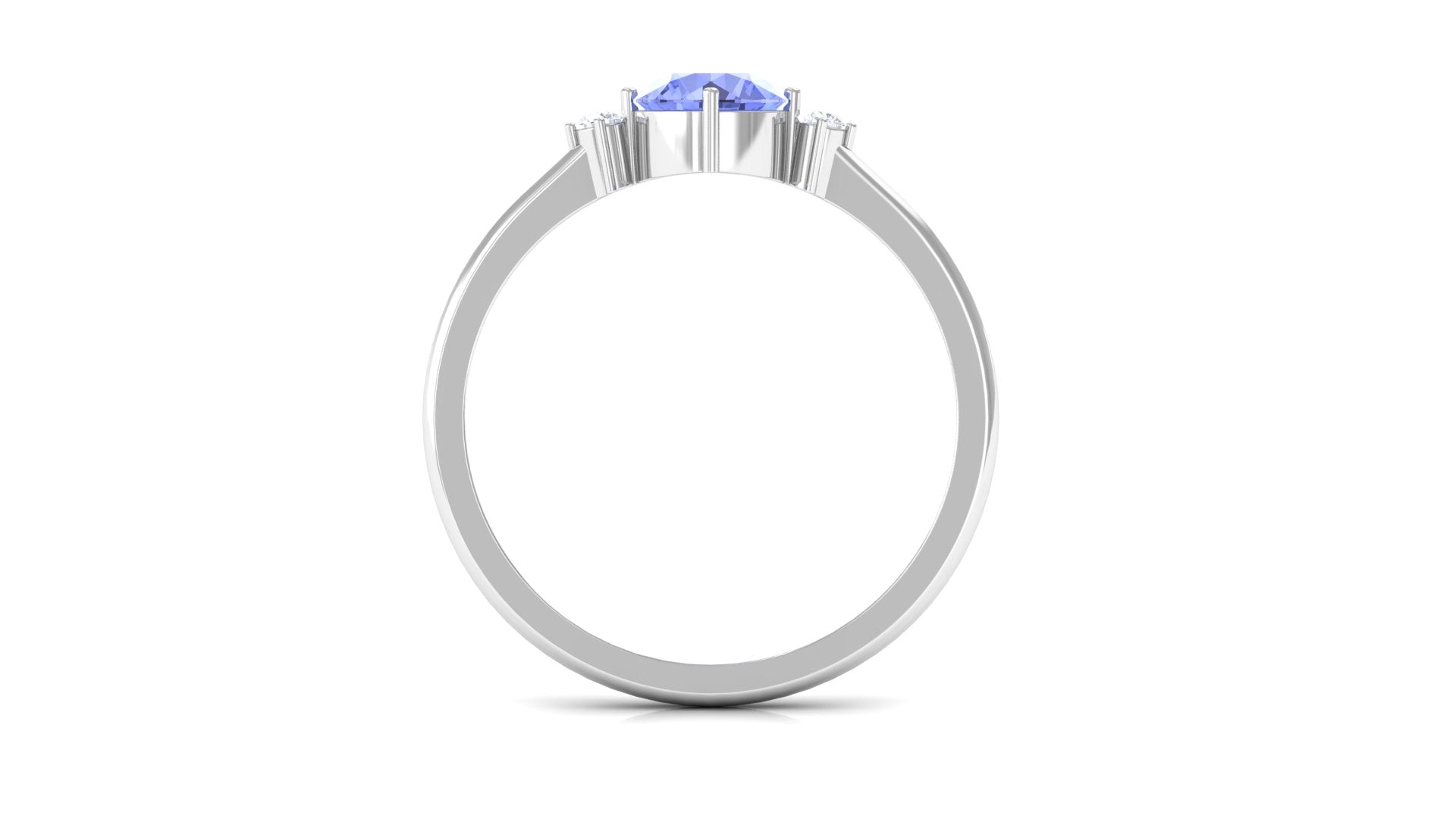 Round Tanzanite Solitaire Promise Ring with Diamond Tanzanite - ( AAA ) - Quality - Rosec Jewels