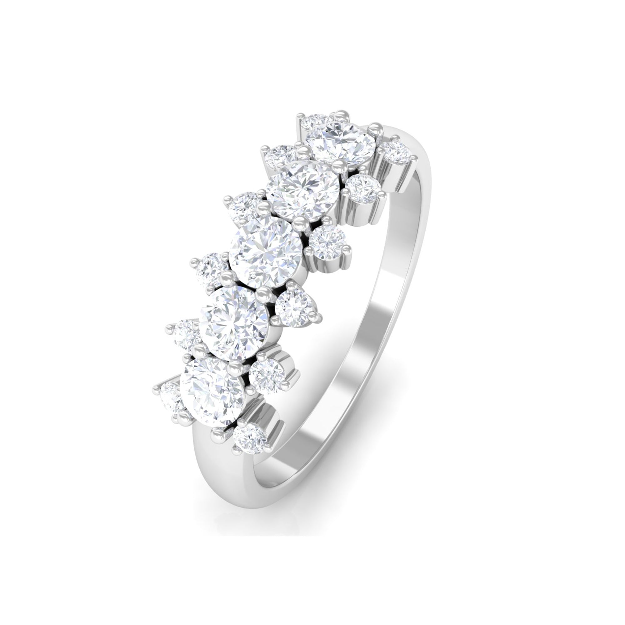 Certified Moissanite Anniversary Band Ring Moissanite - ( D-VS1 ) - Color and Clarity - Rosec Jewels