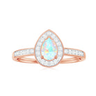 Pear Shaped Ethiopian Opal and Diamond Halo Engagement Ring Ethiopian Opal - ( AAA ) - Quality - Rosec Jewels