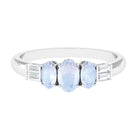 Oval Moonstone and Diamond 3 Stone Anniversary Ring Moonstone - ( AAA ) - Quality - Rosec Jewels