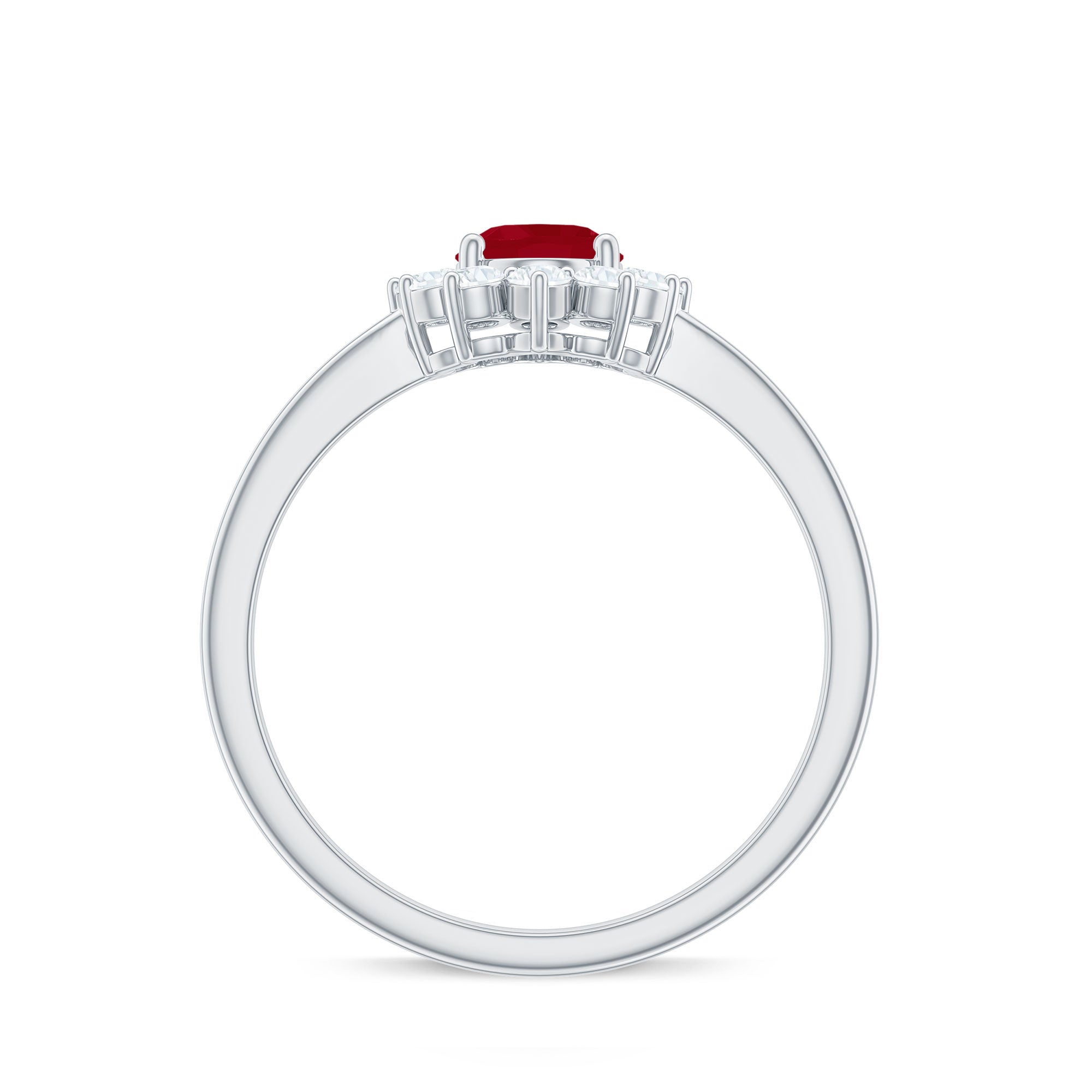 Princess Diana Inspired Ruby and Diamond Engagement Ring Ruby - ( AAA ) - Quality - Rosec Jewels